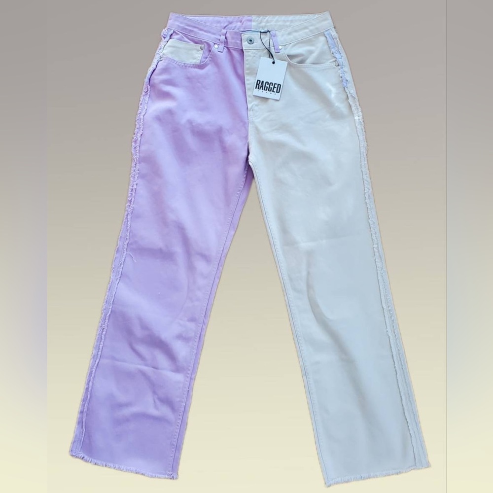 The Ragged Priest High Rise Jeans in Purple and White